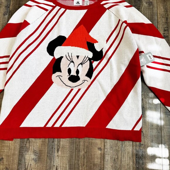 Disney Santa Hat Minnie Mouse Holiday Sweater 2023 Christmas Candy Cane Size 3XL - Picture 7 of 13